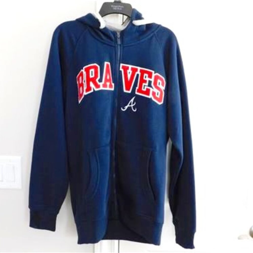 Mens Atlanta Braves Hoodie Sweatshirt Size M Embroidered Antigua from Fanatics